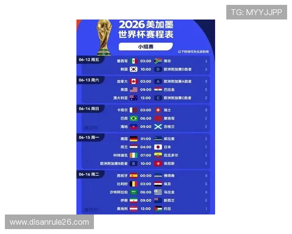 2026年美加墨世界杯赛程表图片详细介绍,涵盖所有比赛时间和重要赛事安排